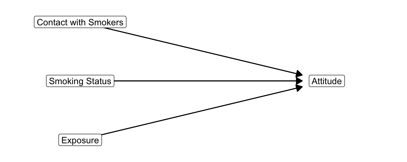 A conceptual model with some hypothesized causes of attitude towards smoking.